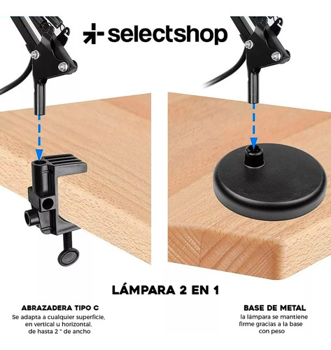 Lámpara De Mesa Con Brazo Oscilante De Metal