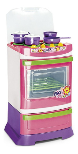 Fogão Infantil Big Chef Poliplac Com Acessorios Cozinha Cor Rosa