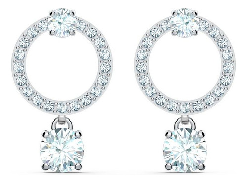 Aretes Swarovski Attract Circle Blanco Baño De Rodio