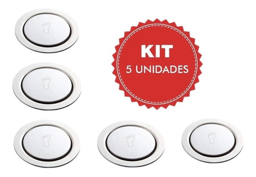 Kit Com Cinco Unidades Ralo Para Banheiro Inox Click 10 Cm