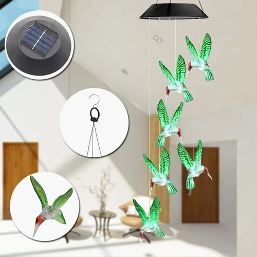 Imagen 3 de 5 de Lampara Colgante Led Solar Multicolor Jardin Terraza Xl Pro