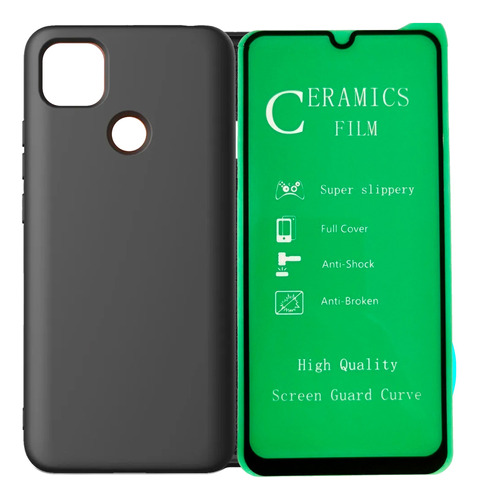 Funda Estuche Forro + Vidrio Cerámico Para Xiaomi Redmi 9c