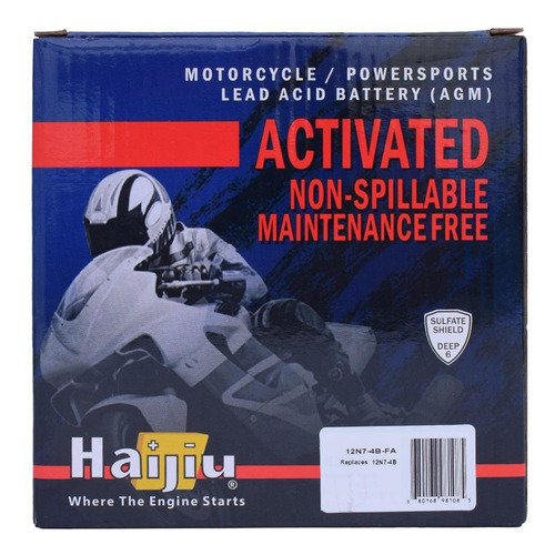 Imagen 3 de 8 de Batería Moto Haijiu 12n7-4b-fa Agmgel Libre Mantenimiento