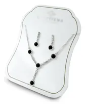 Comprar Aretes Dije Cadena Plata Y Ónix Circón Joyería Fina