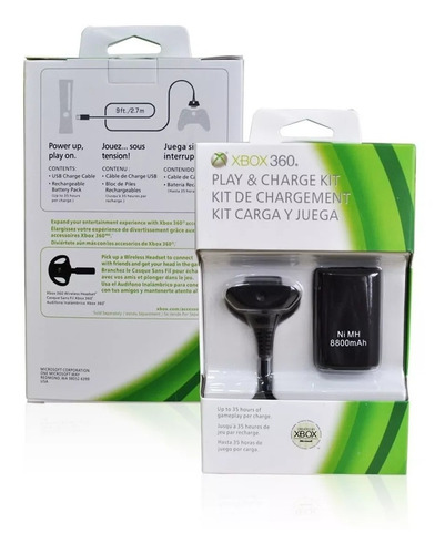 Batería Carga Juega Xbox 360 Kit + Cable Cargador 480mah