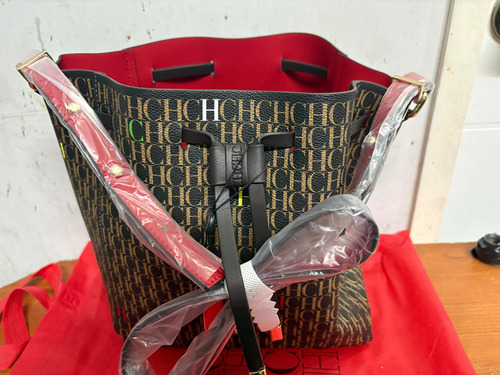 Bolso Pequeño Café Estampado Ch, Nuevo Café Estampado Oro Café/rojo