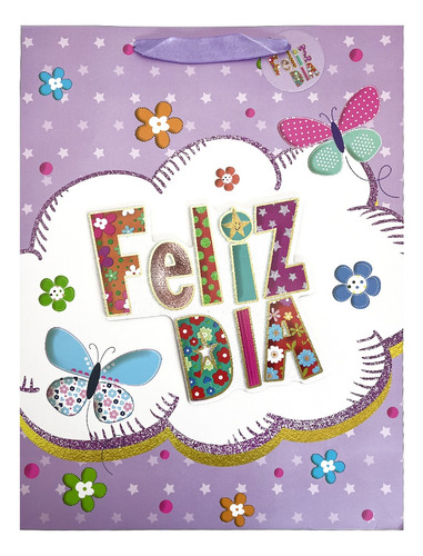 Bolsa Papel De Regalo Sorpresa Plegable Feliz Dia M 26x32