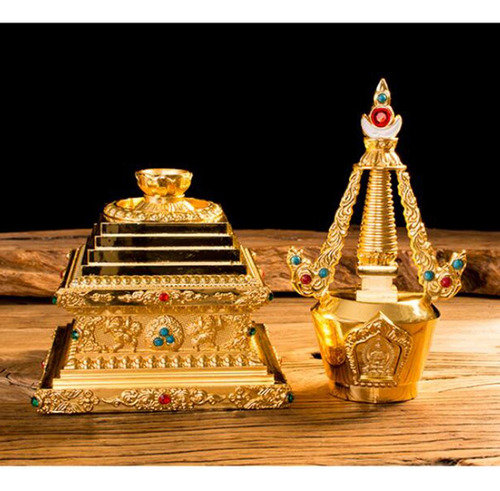 Tíbet Budismo Latón Tathagata Buda Pagoda Torre Estatua