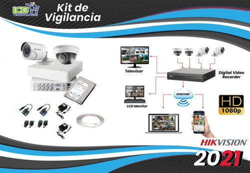Hikvision | Sistema De Seguridad 2 Cámaras Análogas Hd 1080p