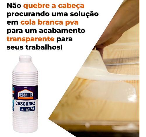 Pegamento líquido Cascola Cascola Cascola Cascorez Extra es un pegamento con alta fuerza de adhesión y fácil de aplicar. - Blanco