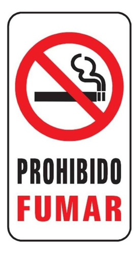 Cartel Prohibido Fumar 14x25 Cm Alto Impacto Comercios 