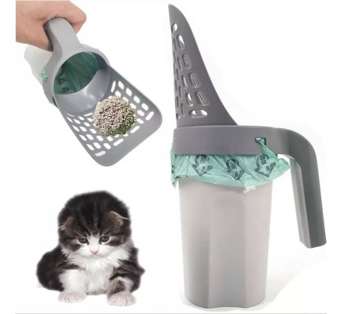 Pala Recoge Feca Gatos Con Contenedor Y Dispensador + Bolsas