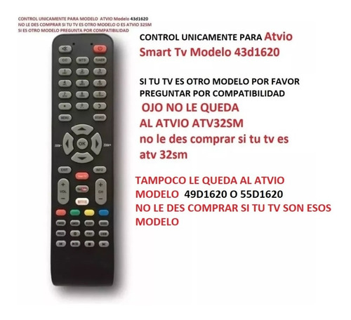 Control Atvio Speler Tv Modelo 43d1620 Tcl-1 06-519w49-b001x