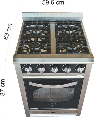 Imagen 4 de 7 de Cocina Industrial 4 Hornallas Tecno Calor Horno Visor