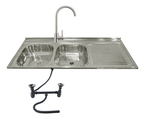 Lavaplatos 120x50 Sobreponer Llave Acero Inox Full Accesorio