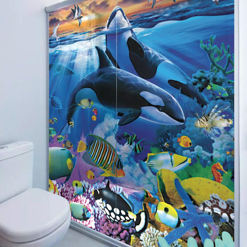 Adesivo Box Banheiro Baleias Transparente 2folhas 60x200cm