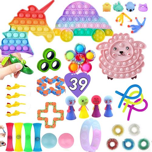 51 Piezas Pop It Push Pop Fidget Juguetes Sensoriales Anti-a