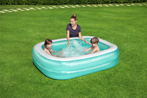 Imagen 7 de 8 de Pileta Inflable Rectangular 54005 Azul 201x150x51cm Bestway