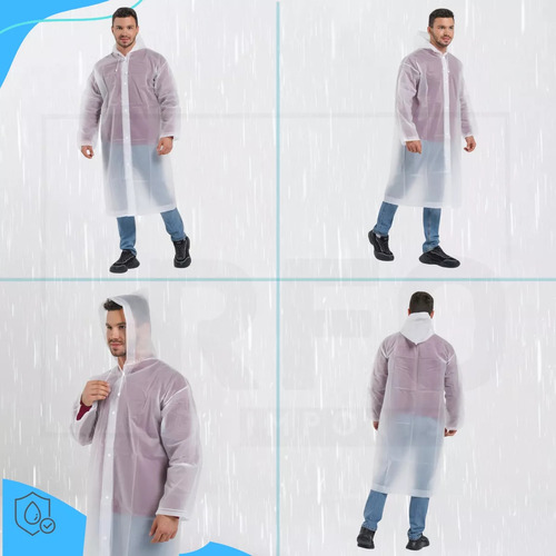 Kit 3 Capa De Chuva Reforçada Pvc Transparente Resistente