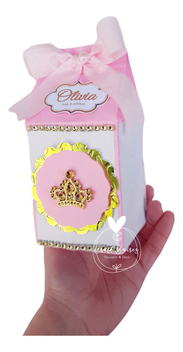 15 Cajas Golosinera Milk Box Con Aplique Corona Craftbaires