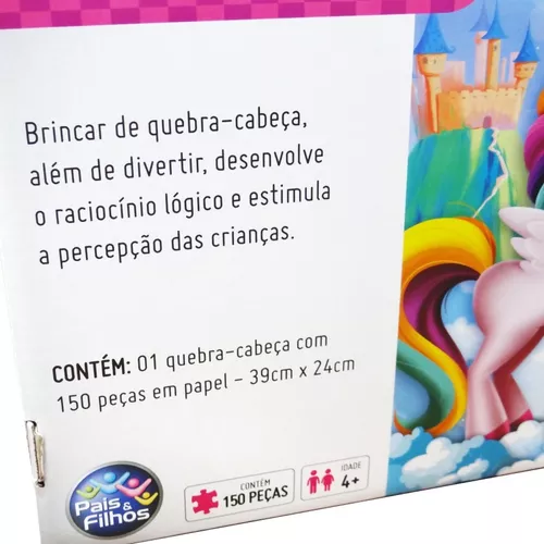 Quebra Cabeça Infantil Rainbow Unicórnio Puzzle Jogo Educativo 150