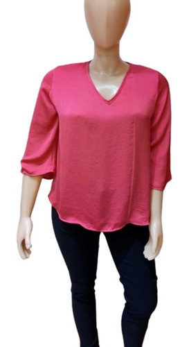 Blusa Seda Mangas 3/4  Talle 56 - Color Fucsia - Ron