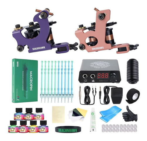 Macropin Kit Completo De Tatuaje Dos Bobinas Máquinas ...