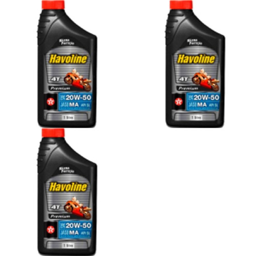 Kit C/3 Texaco Havoline 20w50 Moto Sl Mineral 4t 1l