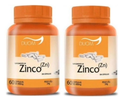 Kit Com 2 Zinco Quelato Puro Alto Teor De Zinco Zn Duom 60 C