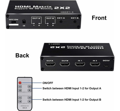 Hdmi Matrix Switch 4k 60hzdivisor Hdmi 2x24kx2k