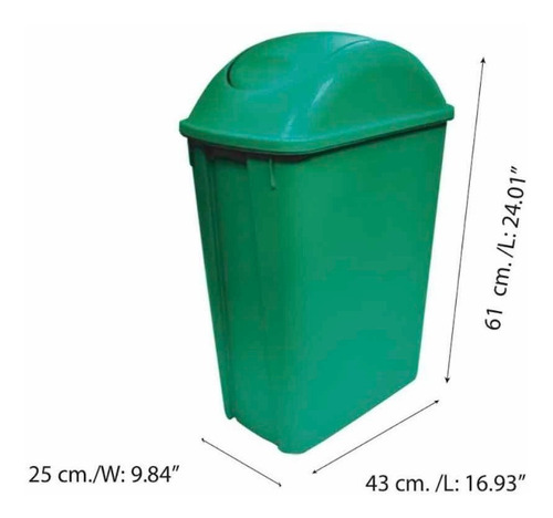 2 Botes De Basura 42 L Verde Gris Con Tapa Balancín Lateral Color Verde/Gris