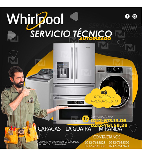 Imagen 2 de 10 de Técnico Whirlpool Reparación De Nevera Lavadora Secadora