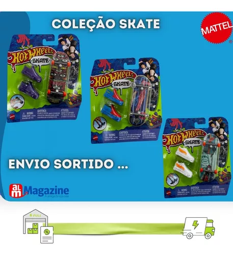 Hot Wheels Skateboard Skate de Dedo com Tênis Preto - Mattel