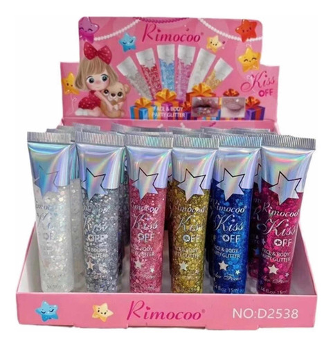 Pack 6 Glitter Gel Decorativo Pigmento Brillo Rostro Cuerpo