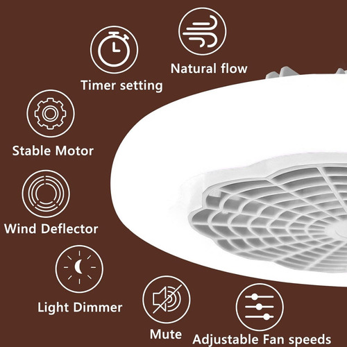 Ventilador Techo Lámpara Dimmable Led Luz 30w Control Remoto