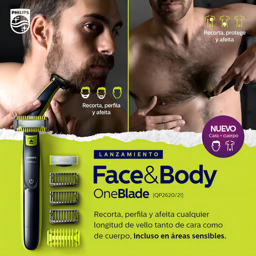 Philips Oneblade Qp2824/10 Afeitadora Verde Lima 5 Peines Verde Lima