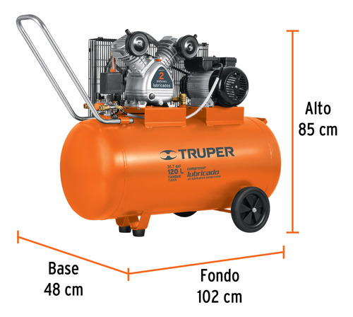 Compresora Horizontal De Banda 120 Litros Truper