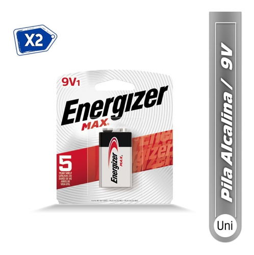 Pila Alcalina 9v Cuadrada Alkaline Energizer 2 Unidades