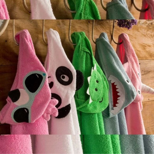 Imagem 5 de 5 de Toalha De Banho Para Bebê Com Capuz Orelhas De Bichinhos