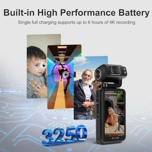 Videocámara 5k, Cámara Digital De Bolsillo Uhd De 36mp, Giro