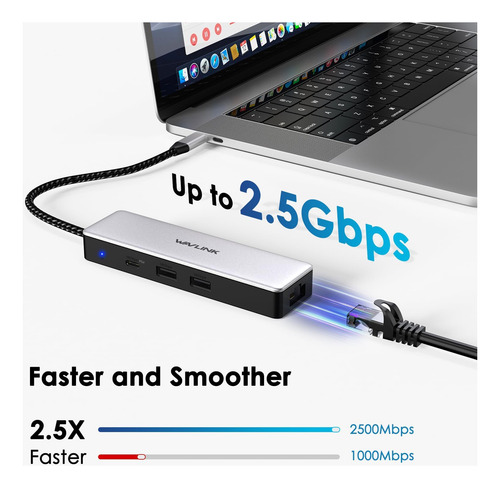Wavlink Adaptador Usb C A Ethernet De 2,5 Gbps Con Carga Pd