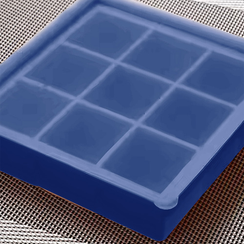 2 Formas De Silicone 9 Cubos Cozinha Com Tampa Drinks Gelo Cor Azul