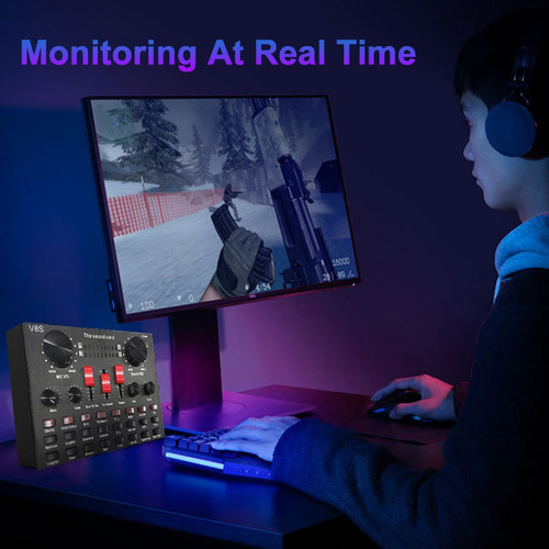V8s Live Streaming Sound Adapter Teléfono Portátil Micróf