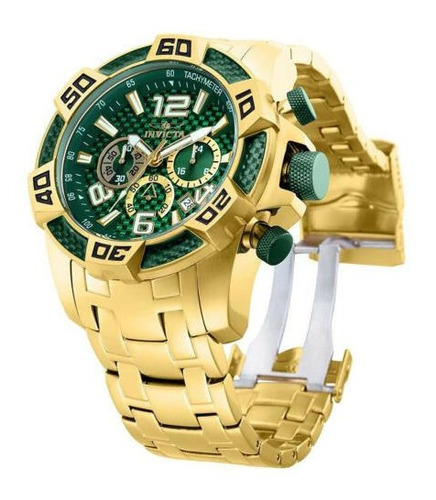 Relógio Masculino Invicta Pro Diver Scuba 34156 Dourado Cor do fundo Verde