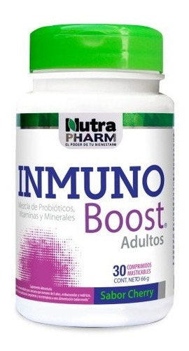 Probiótico Nutra Pharm Inmuno Boost Adulto 30 Comprimidos Masticables Sabor Cherry