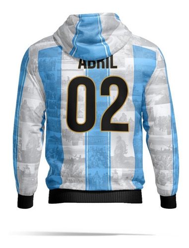 Imagen 2 de 3 de Buzo Hoodie Homenaje Malvinas Argentinas Mod 23