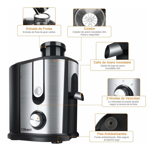 Imagen 2 de 7 de Extractor De Jugos Automatico Techvida P/ Frutas Y Verduras