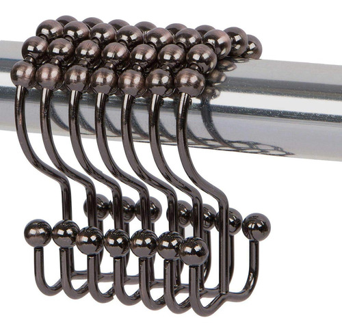 Topaaa Metal Double Glide Roller Shower Curtain Hooks Rings,
