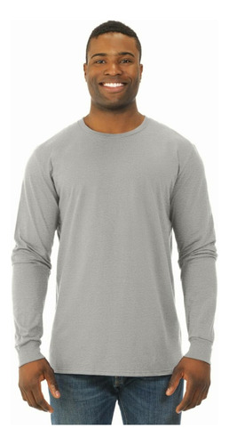Fruit Of The Loom Camisetas De Algodón Ligeras Para Hombre Color Manga Larga, Paquete De 2, Gris Jaspeado