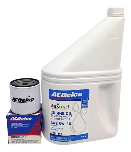 Filtro Aceite + Aceite Sintetico Acdelco Onix Prisma 100%